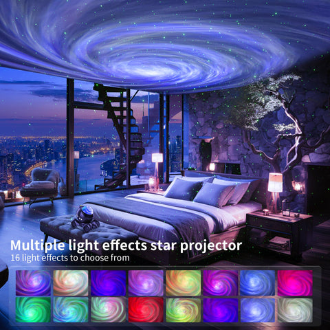 ENOKIK Galaxy Projector with Bluetooth speaker delivers room-filling sound.