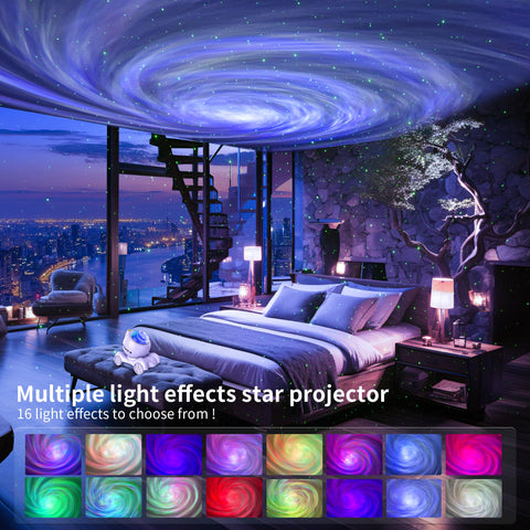 Colorful LED mix creates dynamic starry scenes with four speeds and brightness levels