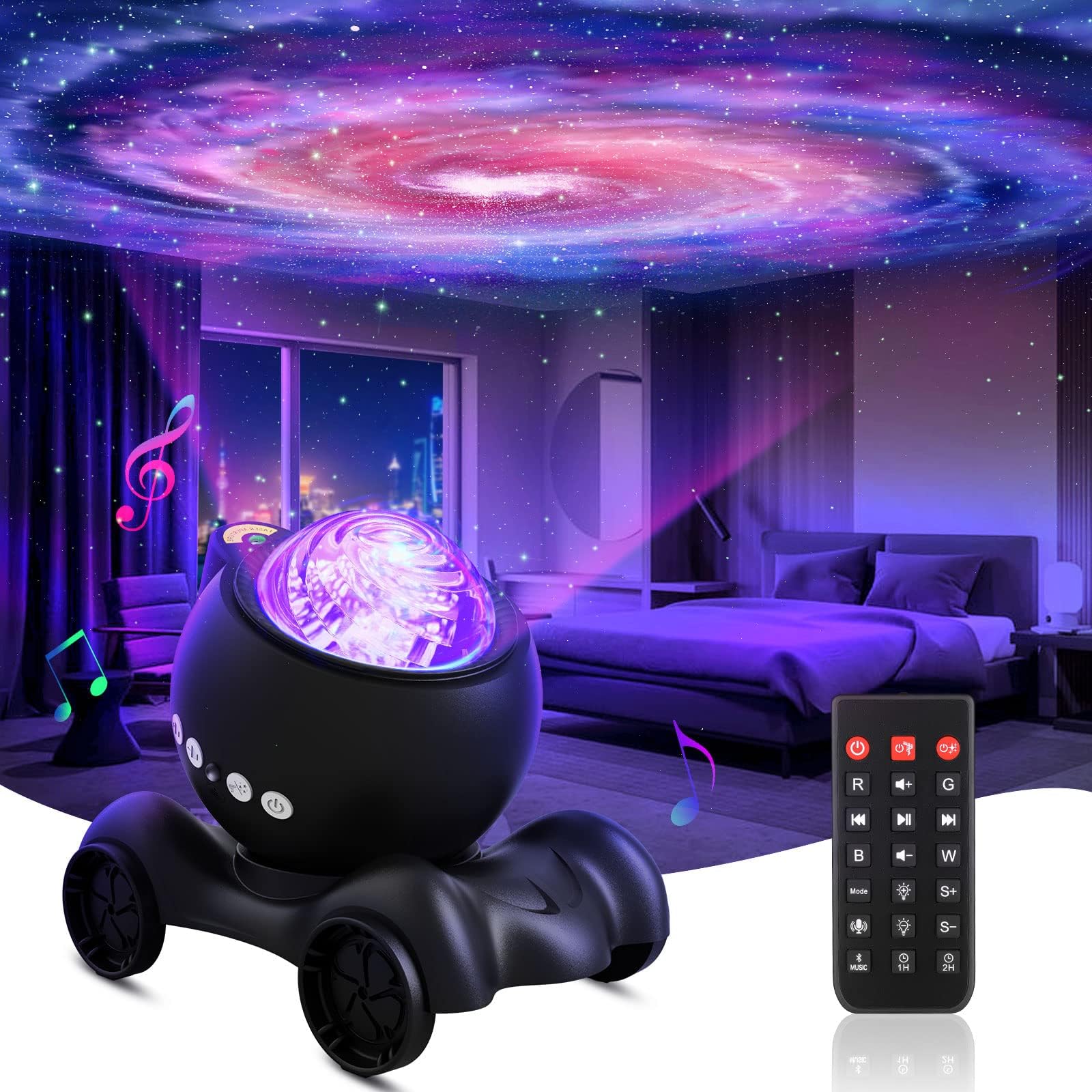 ENOKIK Galaxy Projector casts a starfield onto the ceiling for immersive ambiance.