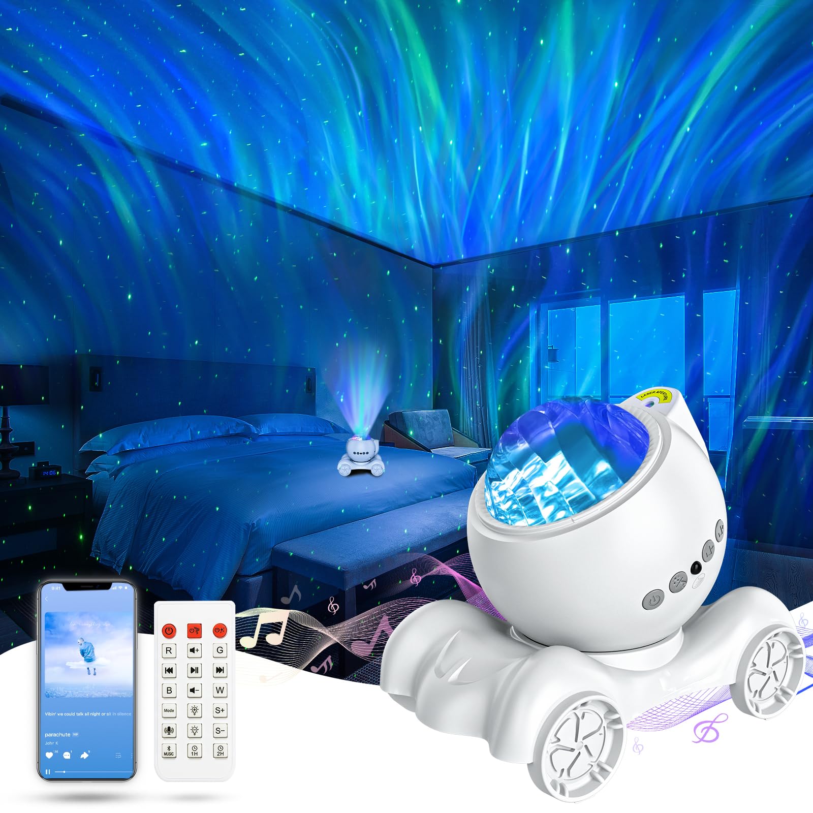 ENOKIK Northern Light Projector front view showing compact bedside design.