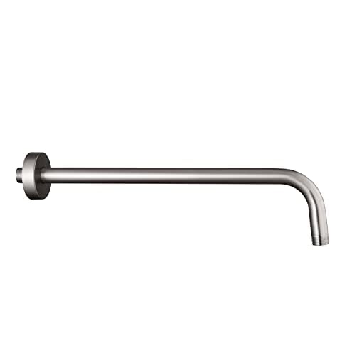 Enoughmen 12inch shower arm with flange in brushed nickel for durable wall-mount installation.