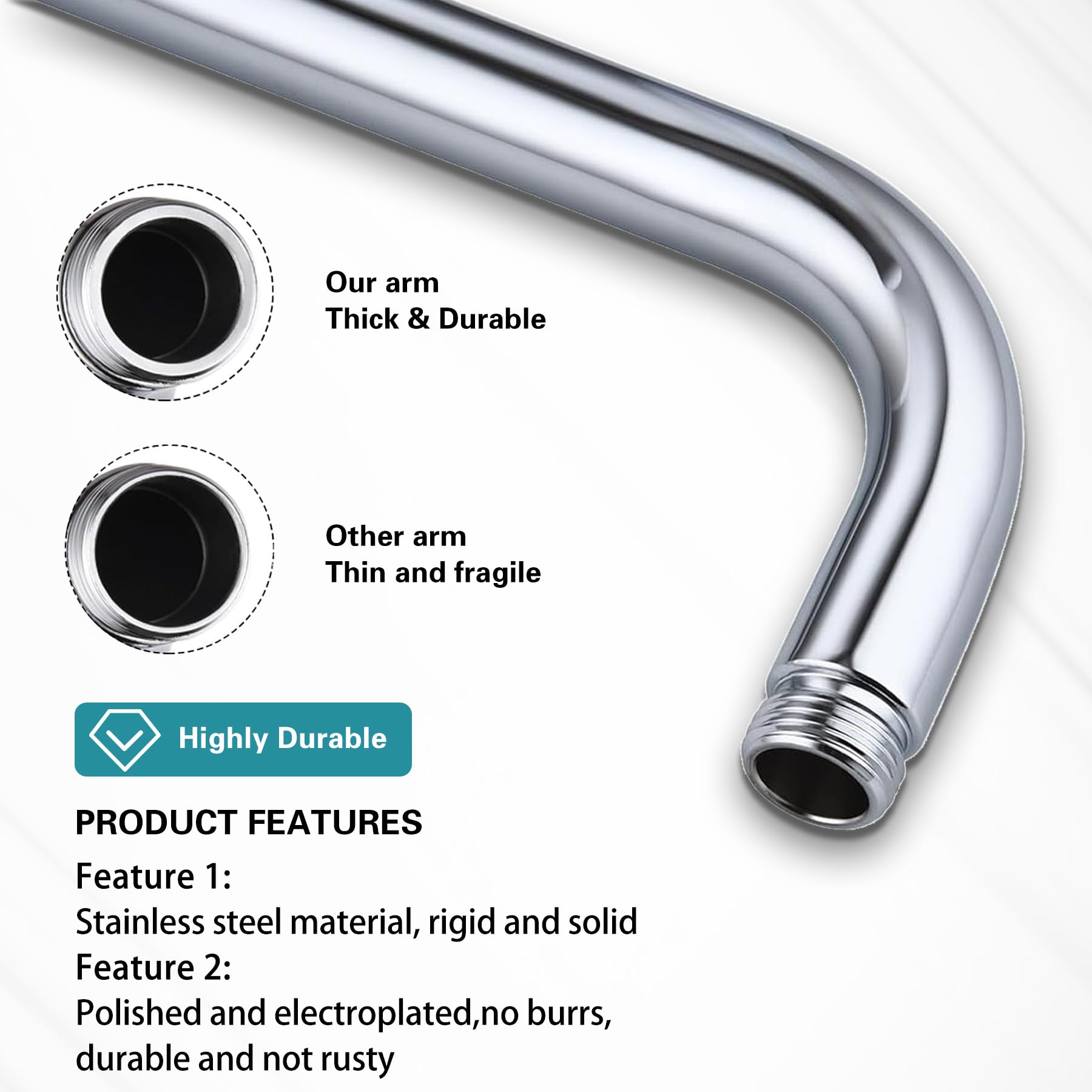 Enoughmen installation kit includes arm, flange, tape, and washer for quick setup.
