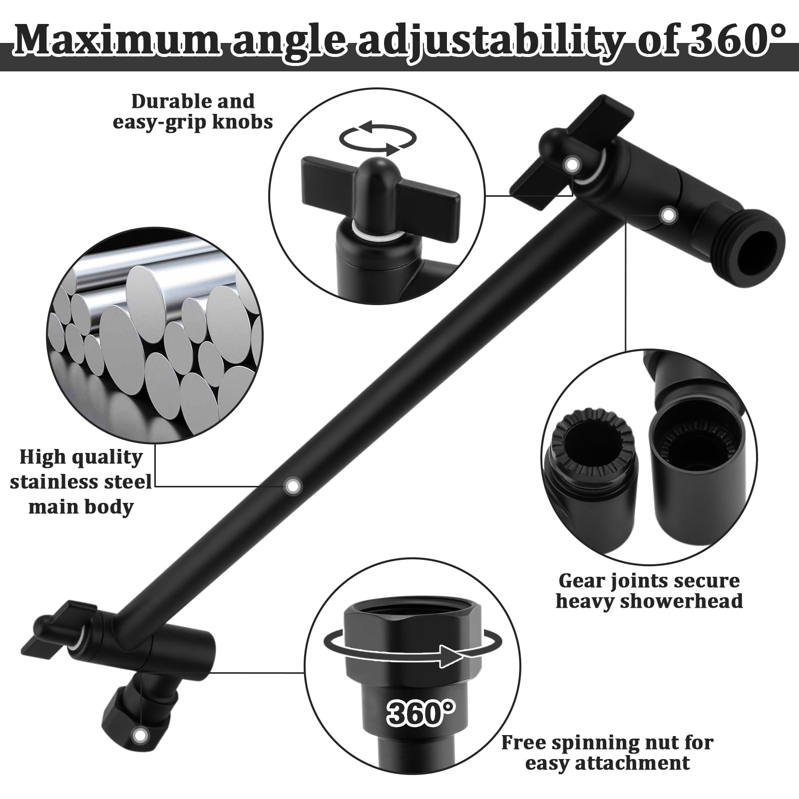 Enoughmen universal G1/2 connector demonstration, compatible with most standard shower heads.