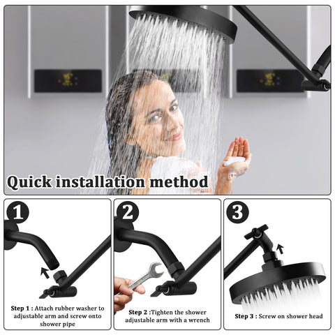 Enoughmen rotating elbow shows flexible up-down range for any user height.