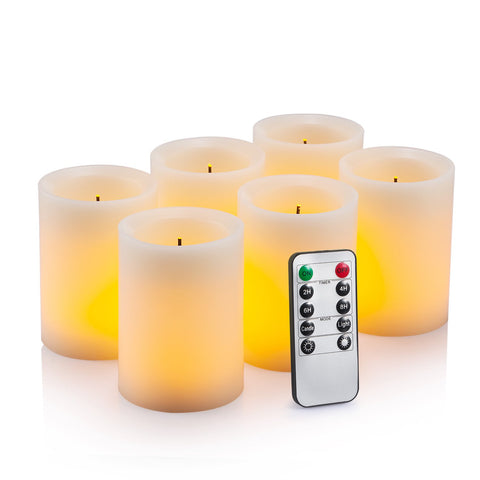 Enpornk flameless candles 3x4 ivory with realistic flicker for shelves