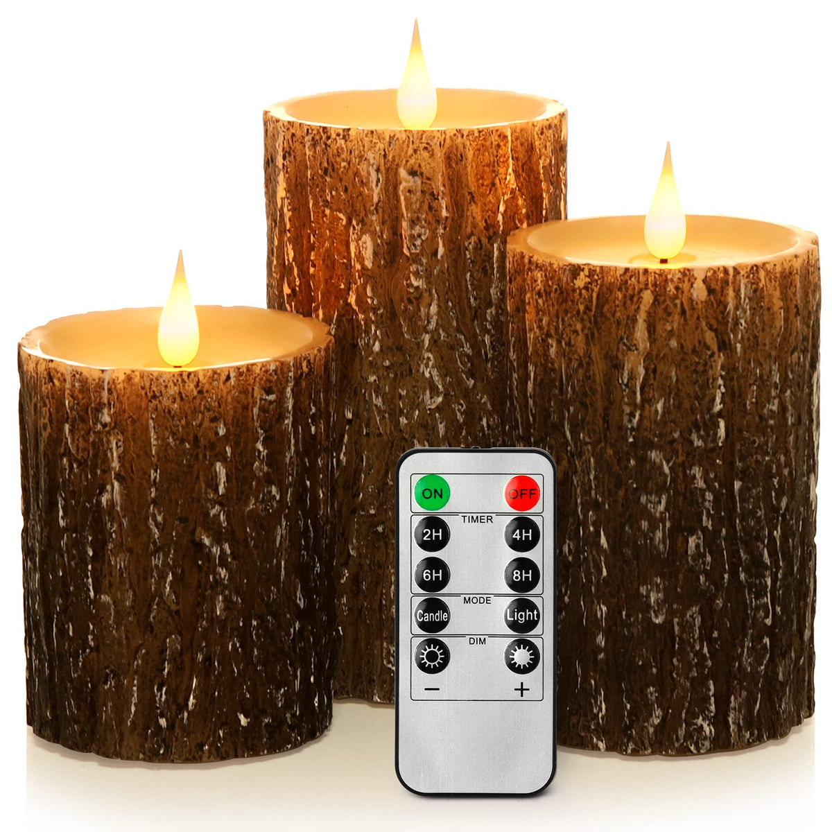 Enpornk flameless candles 4-inch pillar in pine for warm, safe ambience.