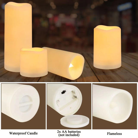 Enpornk flameless 5-inch candle set with timer for auto-on evenings.