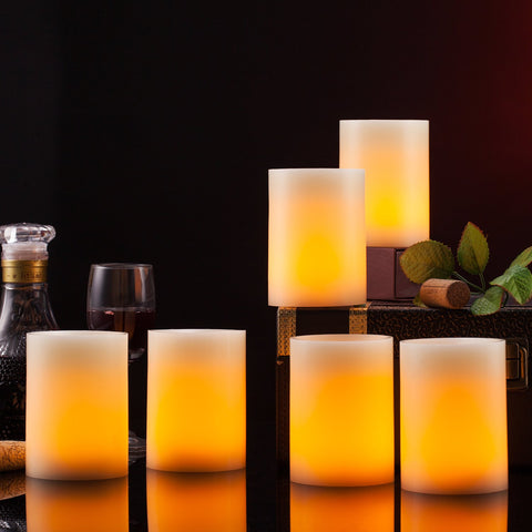 Enpornk wax-look candles 3x4 ivory highlight smoke-free, dripless glow for bedrooms