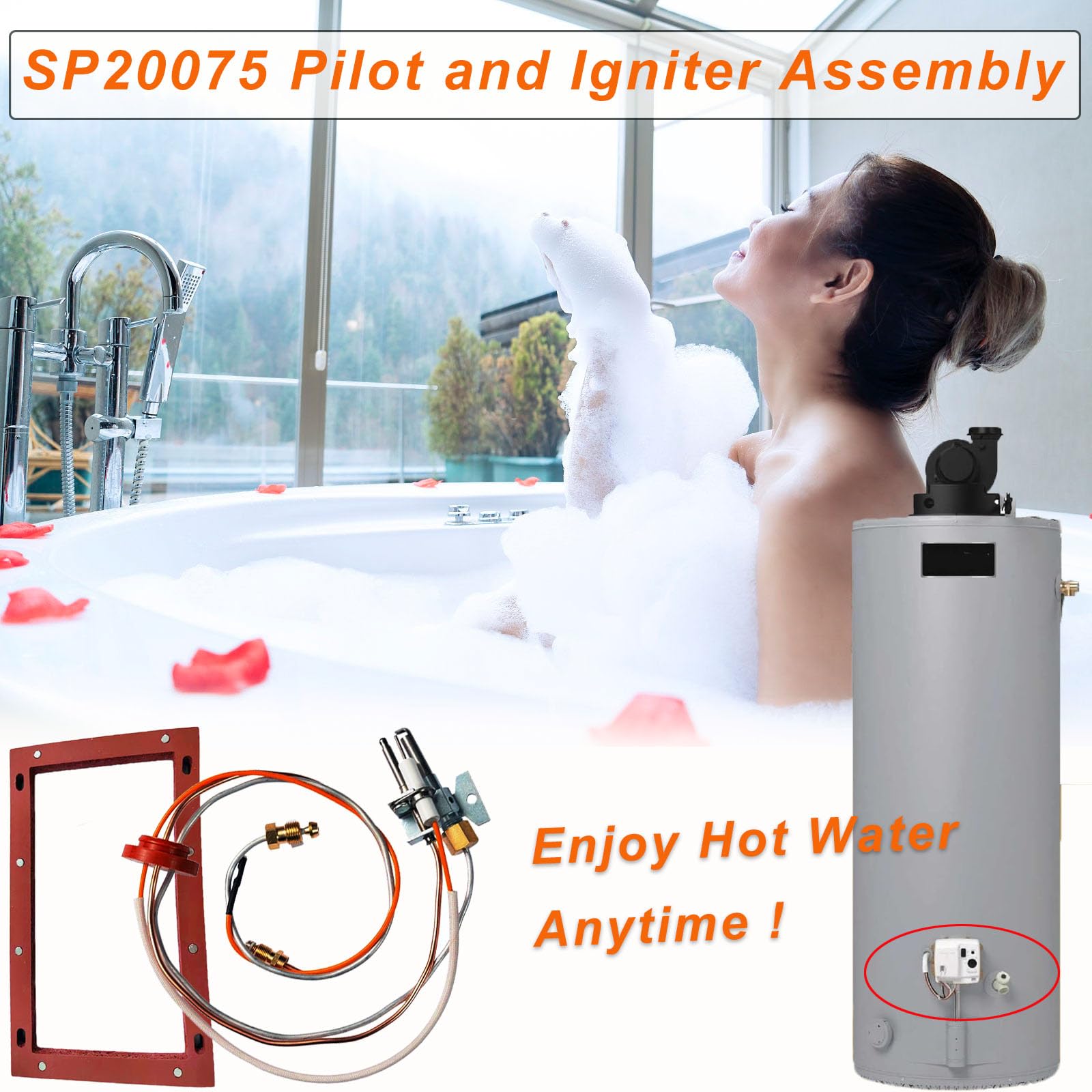 Enruieer SP20075 igniter for quick flame start in NG water heaters
