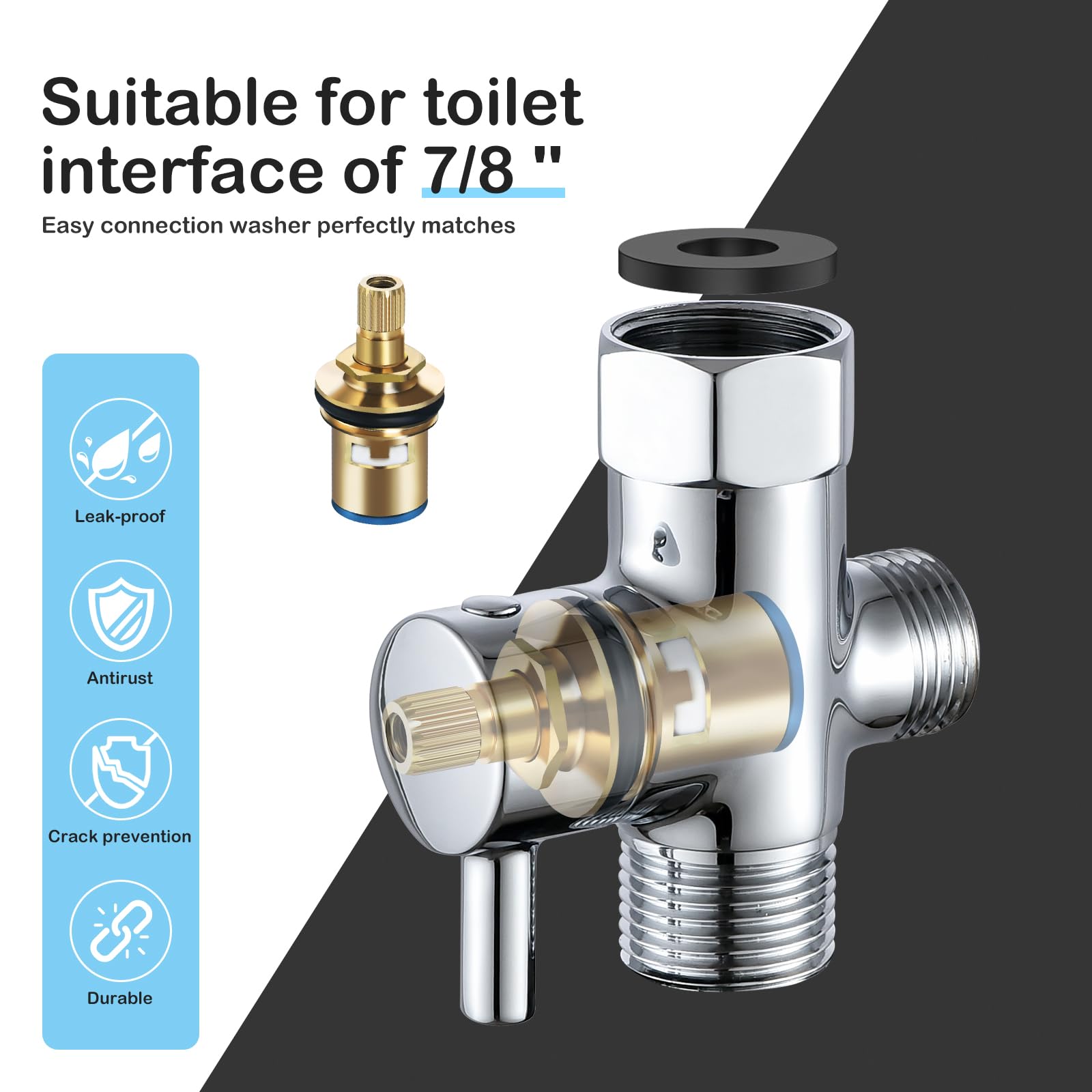 ENSCFUNNY chrome-plated nozzle provides rust-free finish with adjustable spray types.