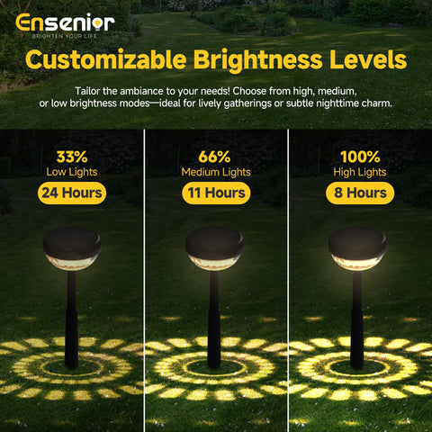 Ensenior IP65 weatherproof solar lights withstand rain and frost for outdoors.