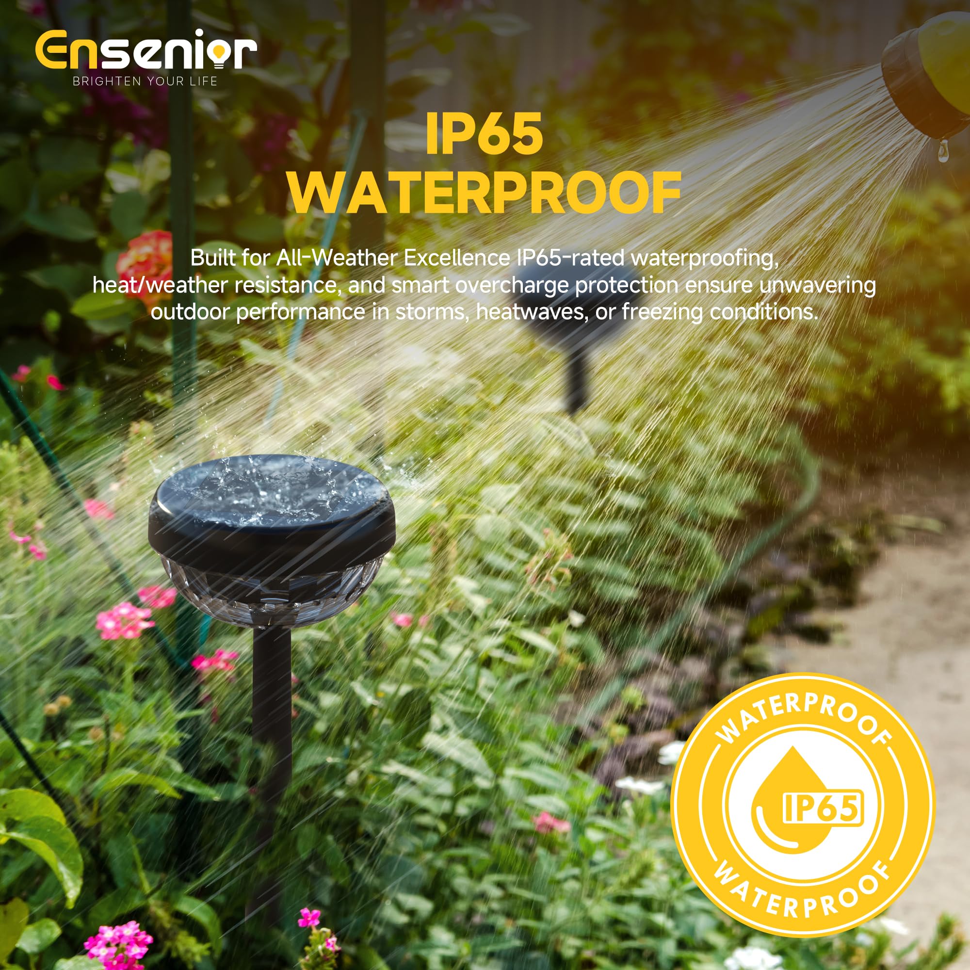 Ensenior solar light spot design projects decorative ground patterns that enhance landscape.