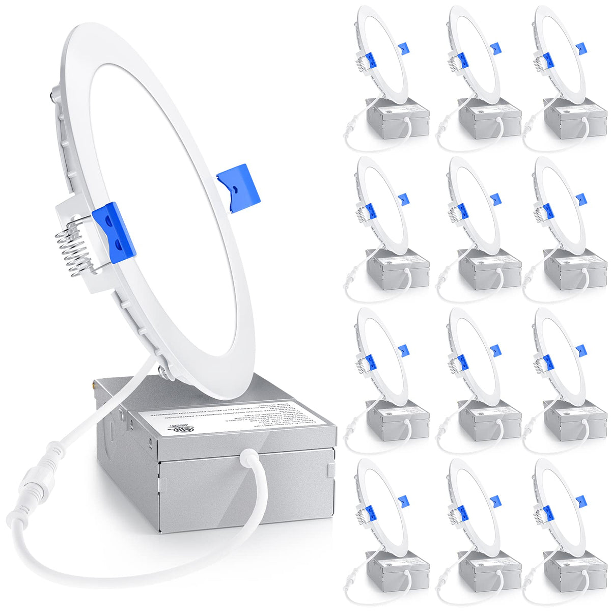 Ensenior 12-pack 6 inch LED recessed light bright and energy efficient.