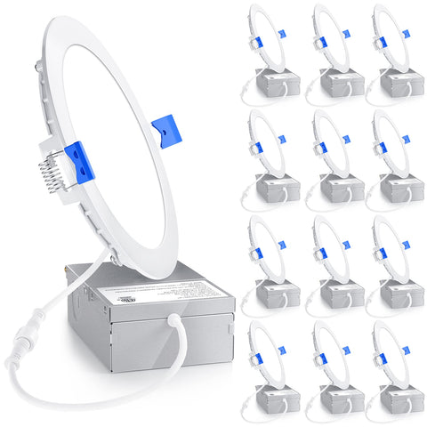 Ensenior 12-pack 6 inch LED recessed light bright and energy efficient.