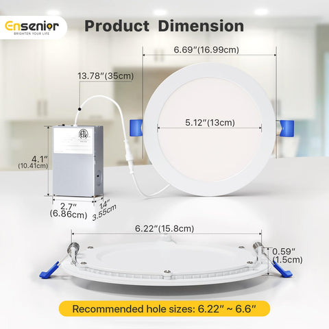 Ensenior 1200lm 12W downlight delivers bright, efficient illumination.