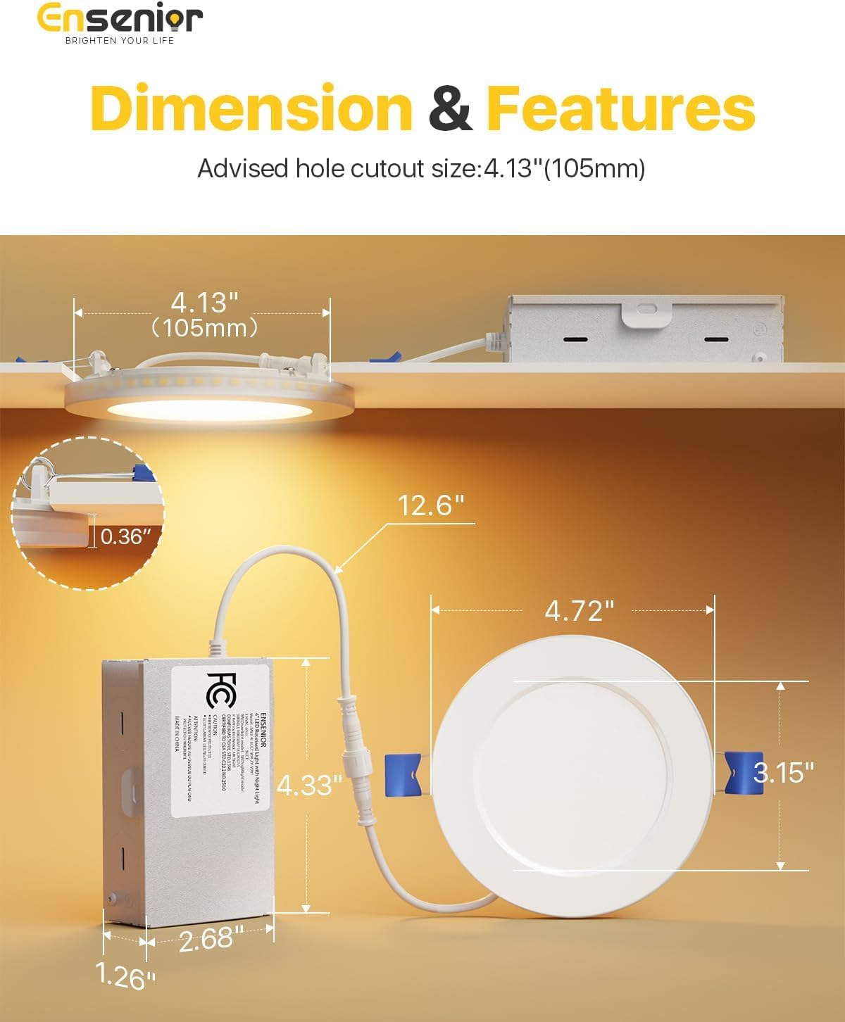 120V operation powers 1050 lumens with efficient energy use.