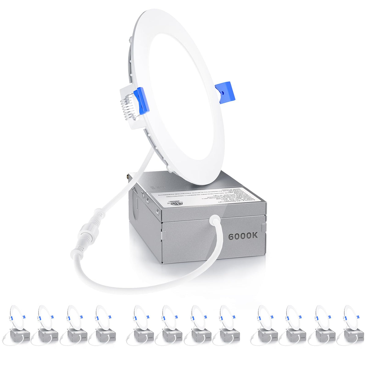 Ensenior 12-pack 4in LED recessed light in ceiling for tight spaces.