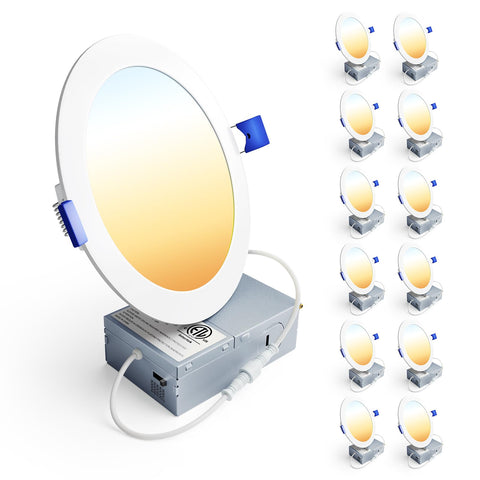 Ensenior 12-pack 6-inch LED downlight with cutout template for quick installation.
