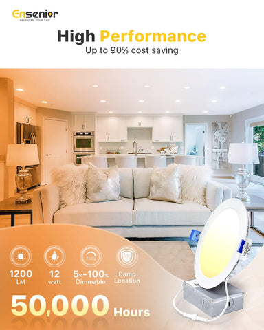 Ensenior 12-pack 6-inch LED downlight installation template demonstrates easy cutouts