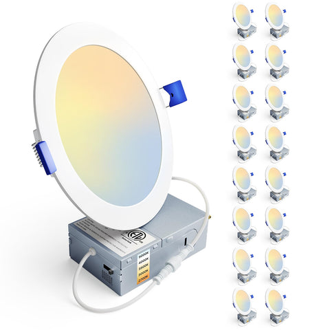 Ensenior 16-pack 6-inch LED downlights installed for even room lighting