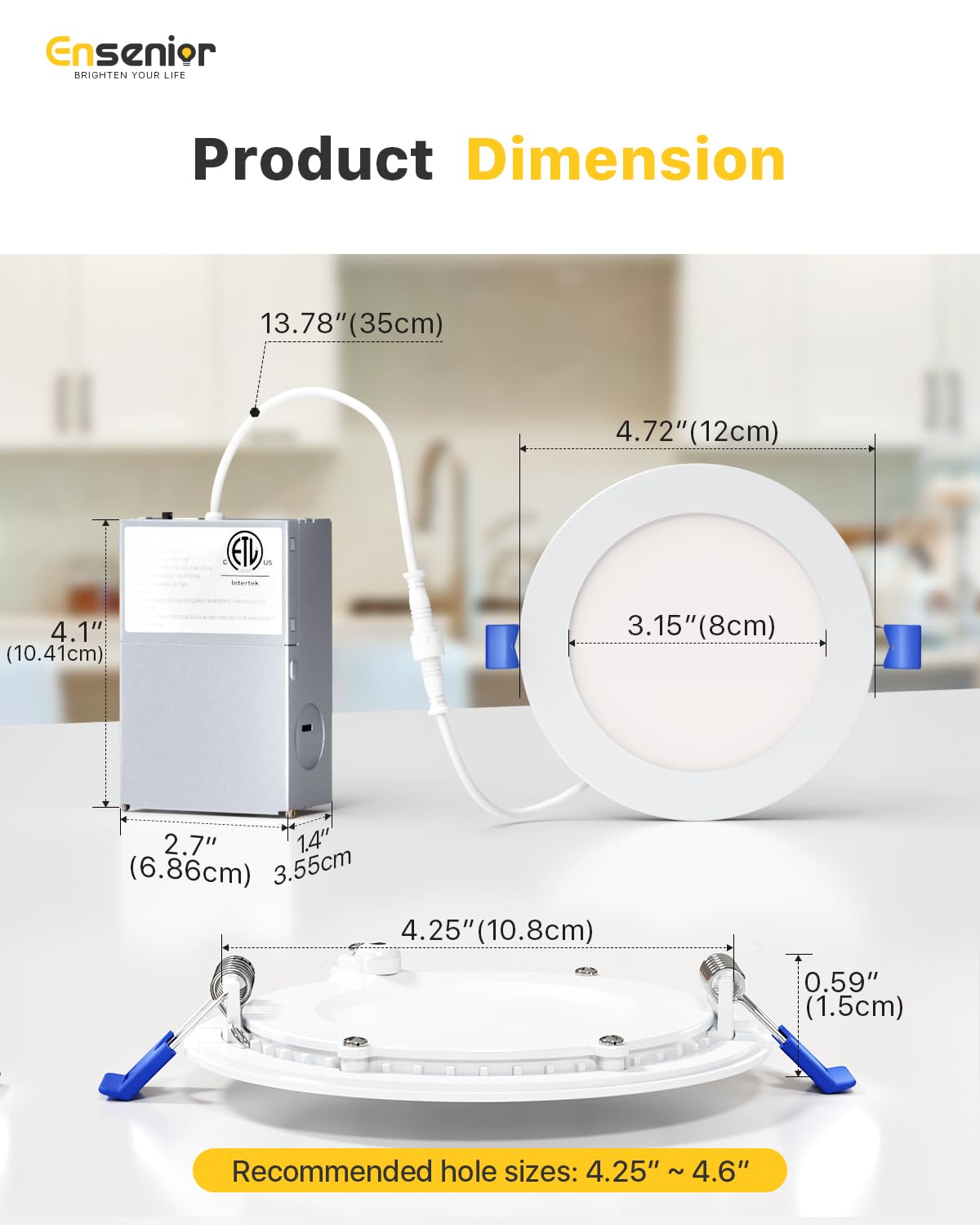 Ensenior frosted-lens recessed light reduces glare for comfortable rooms