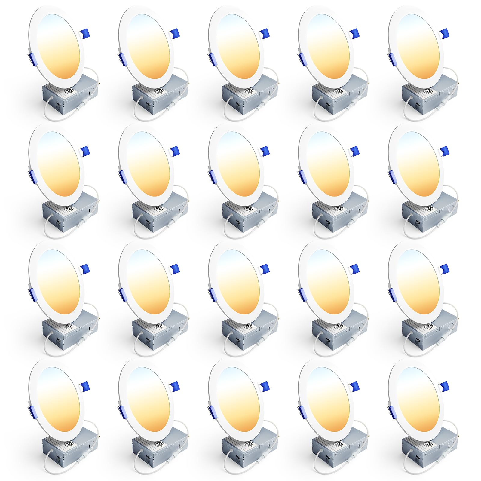 Ensenior 20-pack 6-inch LED recessed light kit for energy-efficient, bright illumination.