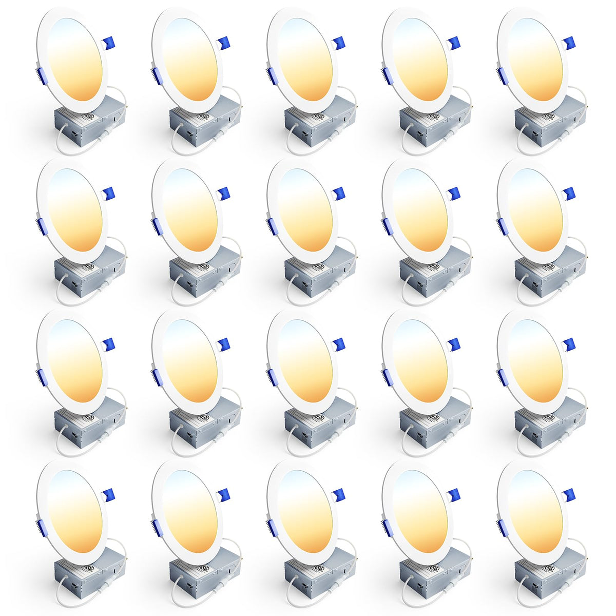 Ensenior 20-pack 6-inch LED recessed light kit for energy-efficient, bright illumination.