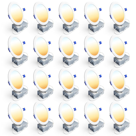 Ensenior 20-pack 6-inch LED recessed light kit for energy-efficient, bright illumination.