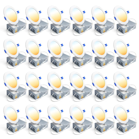 Ensenior 24-pack 4-inch LED downlights ready for ceiling installation, offering efficient illumination.