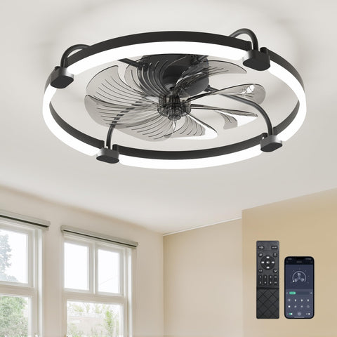 Ensenior 24-inch low-profile fan-light, front view, space-saving design for bedrooms