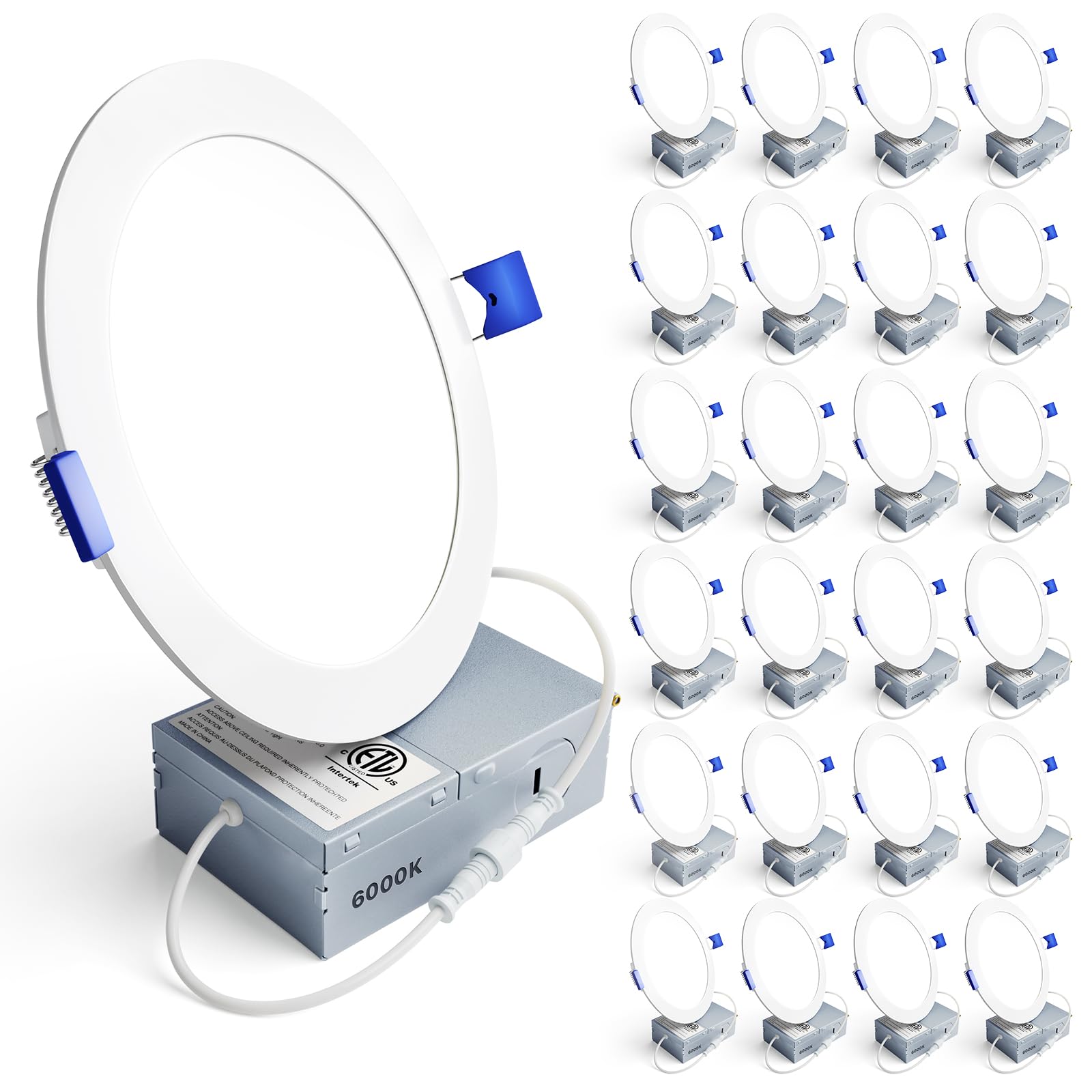 Ensenior 24-pack 6-inch recessed light front view shows bright, even illumination