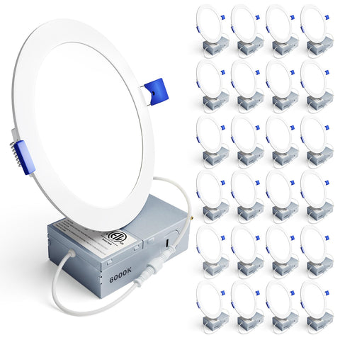Ensenior 24-pack 6-inch recessed light front view shows bright, even illumination