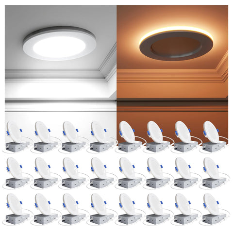 Ensenior 4-inch LED downlight with night light provides soft amber glow for nighttime visibility.