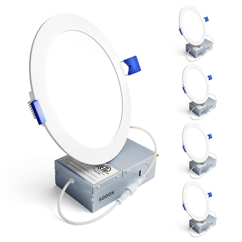 Ensenior 4-pack 6-inch LED recessed light showcases compact canless design for quick installation.