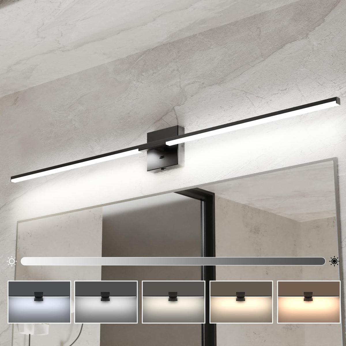 Ensenior 48inch bathroom vanity light with dimmable LED for adjustable brightness.
