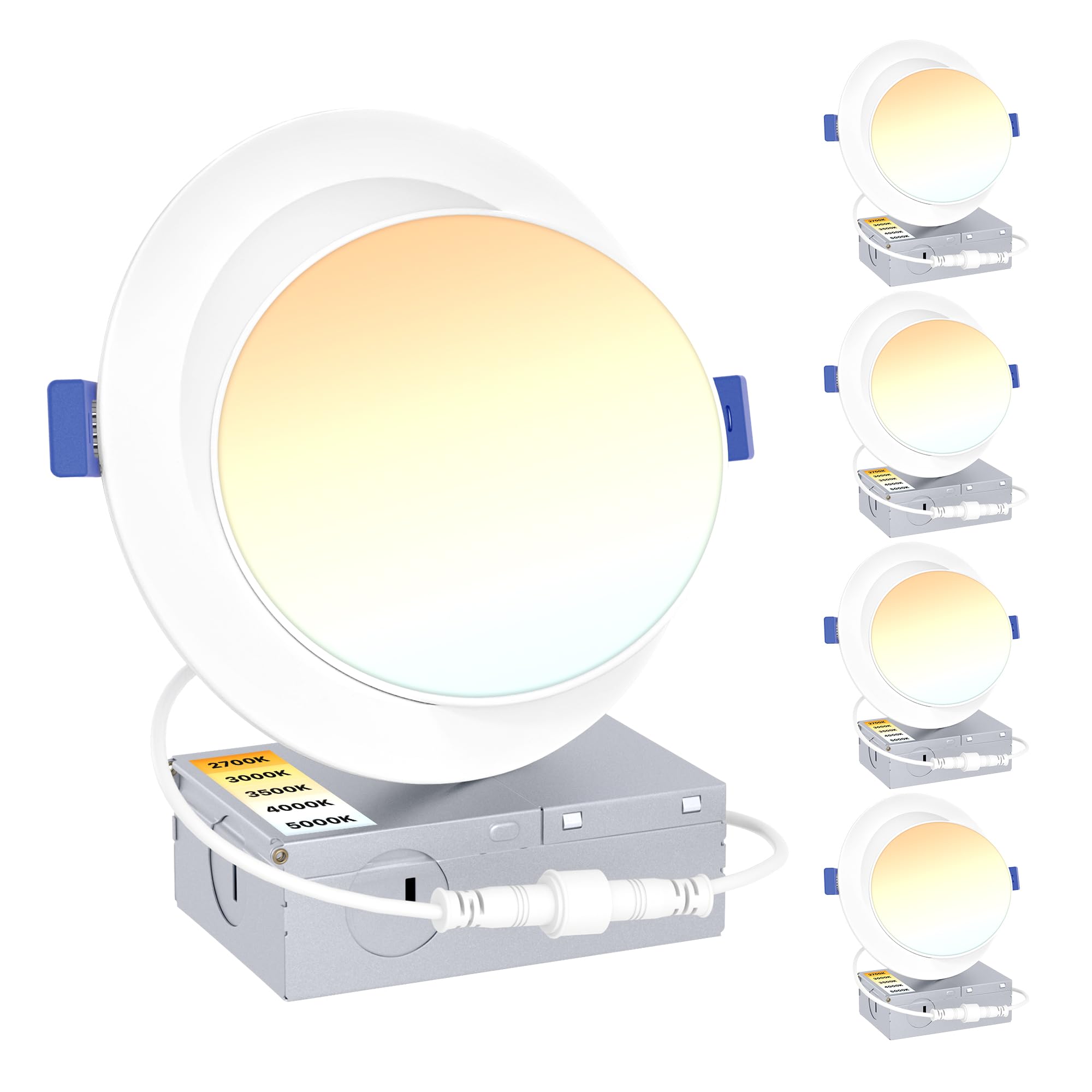 Ensenior 4-pack 6-inch gimbal downlights in box ready for installation.