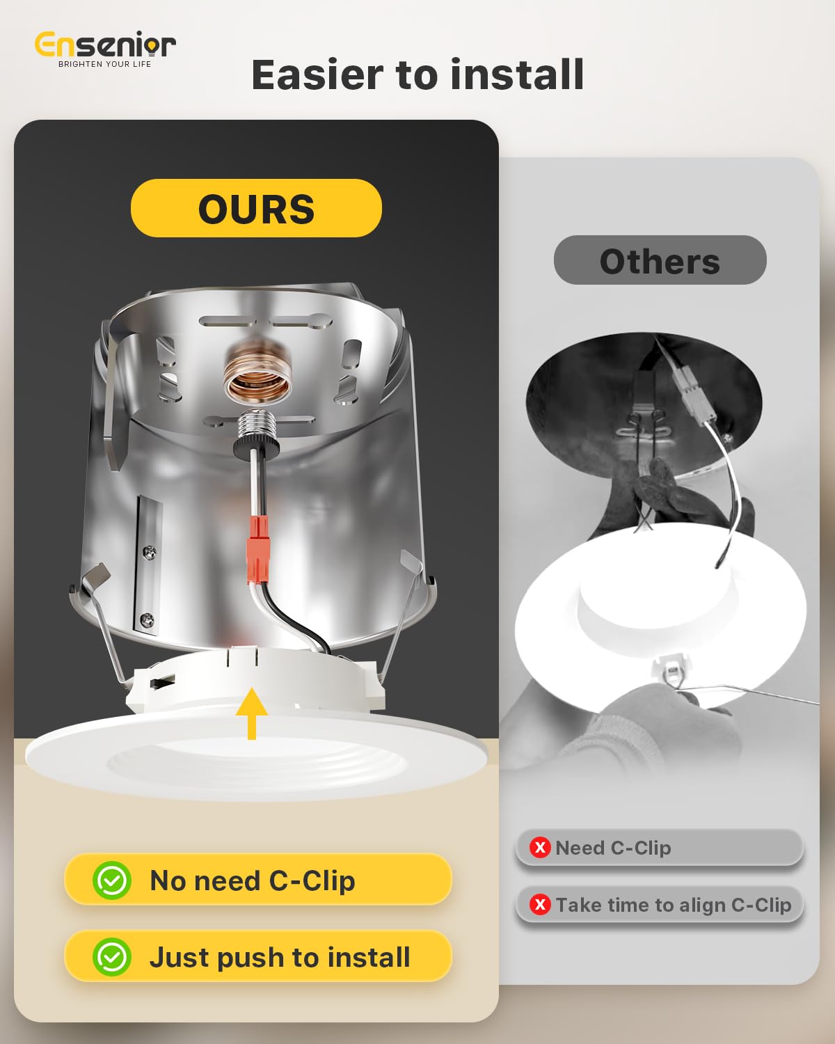 Ensenior 5-6 inch can light downlight at 2700K for warm ambiance