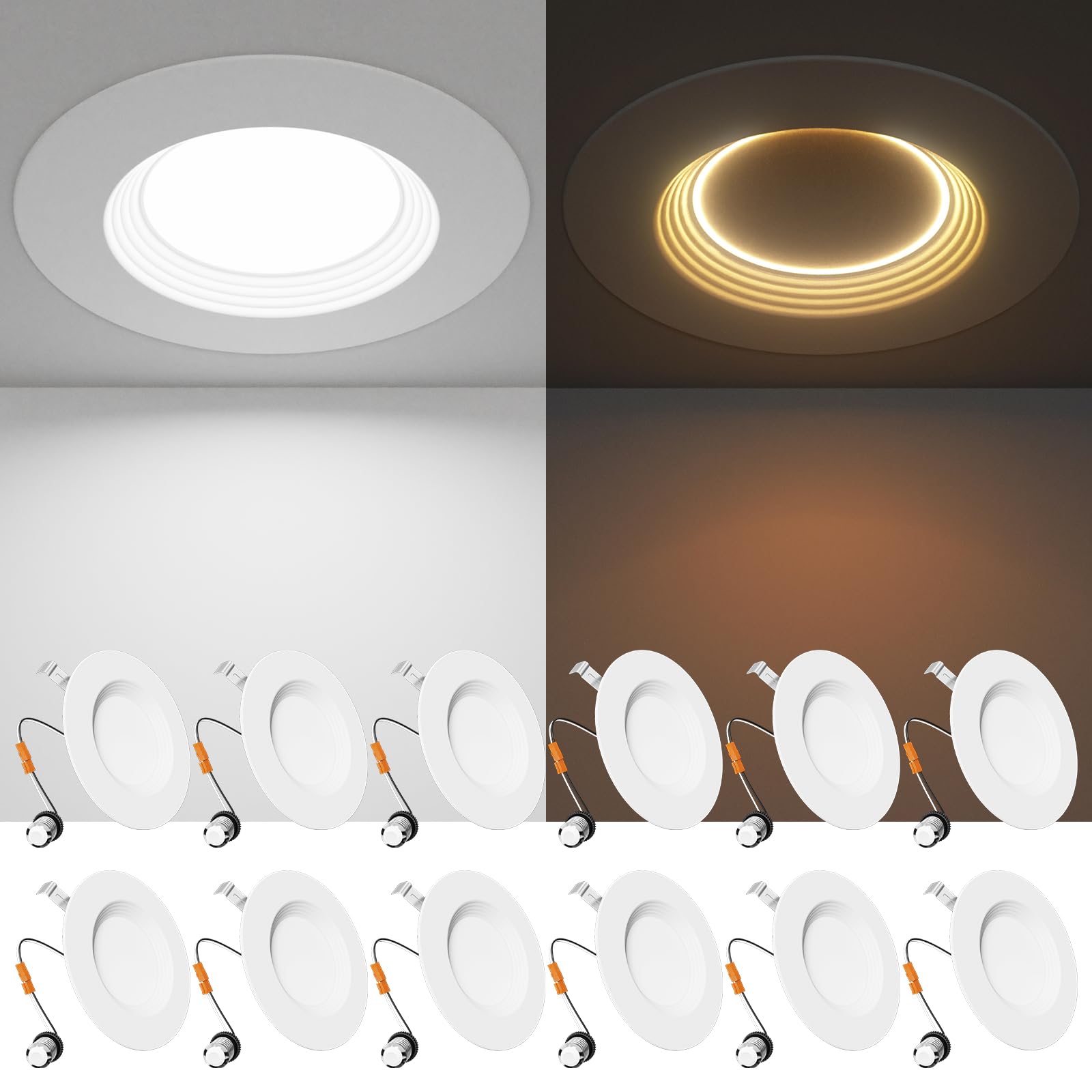 Ensenior 5-6 inch can light with night light installed in ceiling for cozy evenings