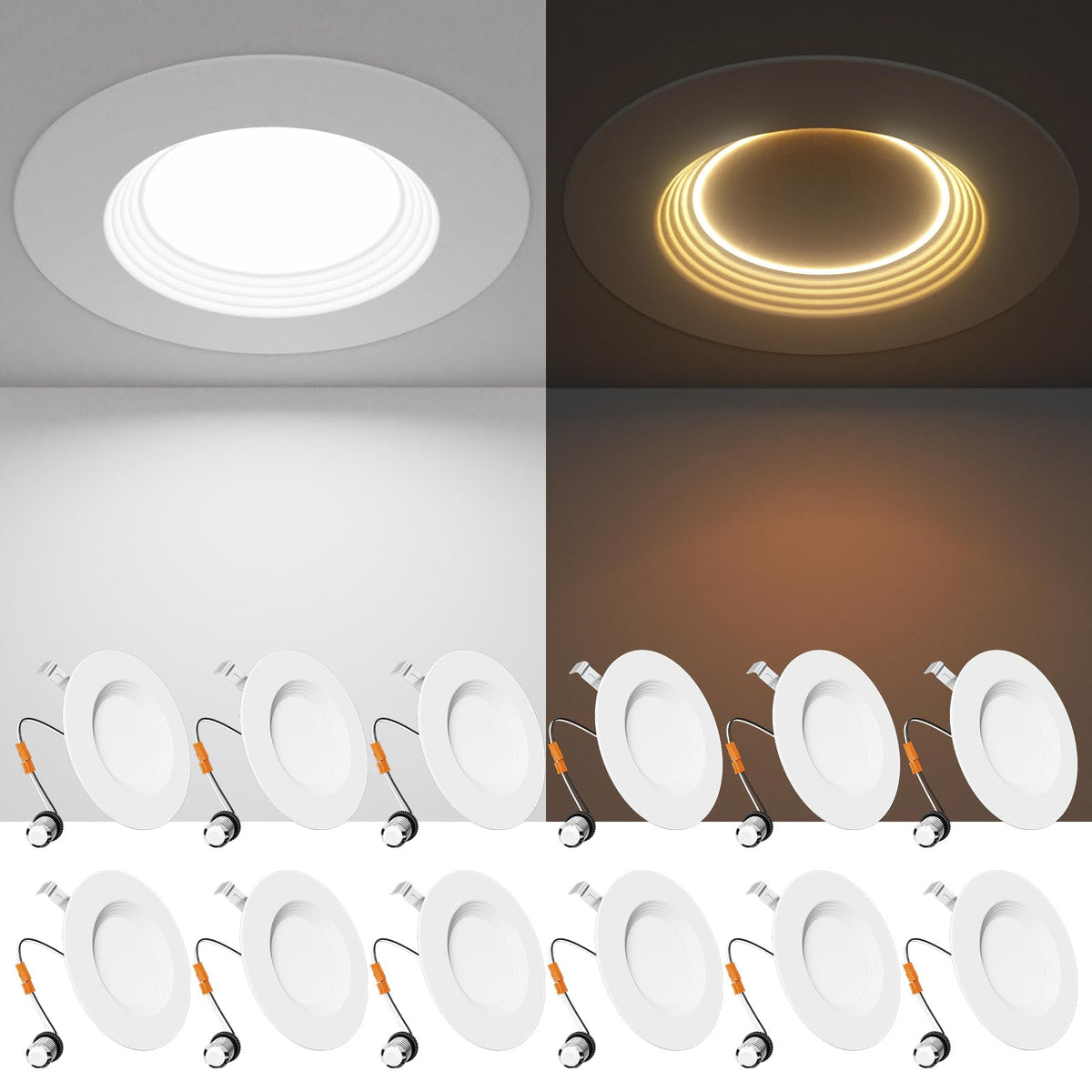 Ensenior 5-6 inch can light with night light installed in ceiling for cozy evenings