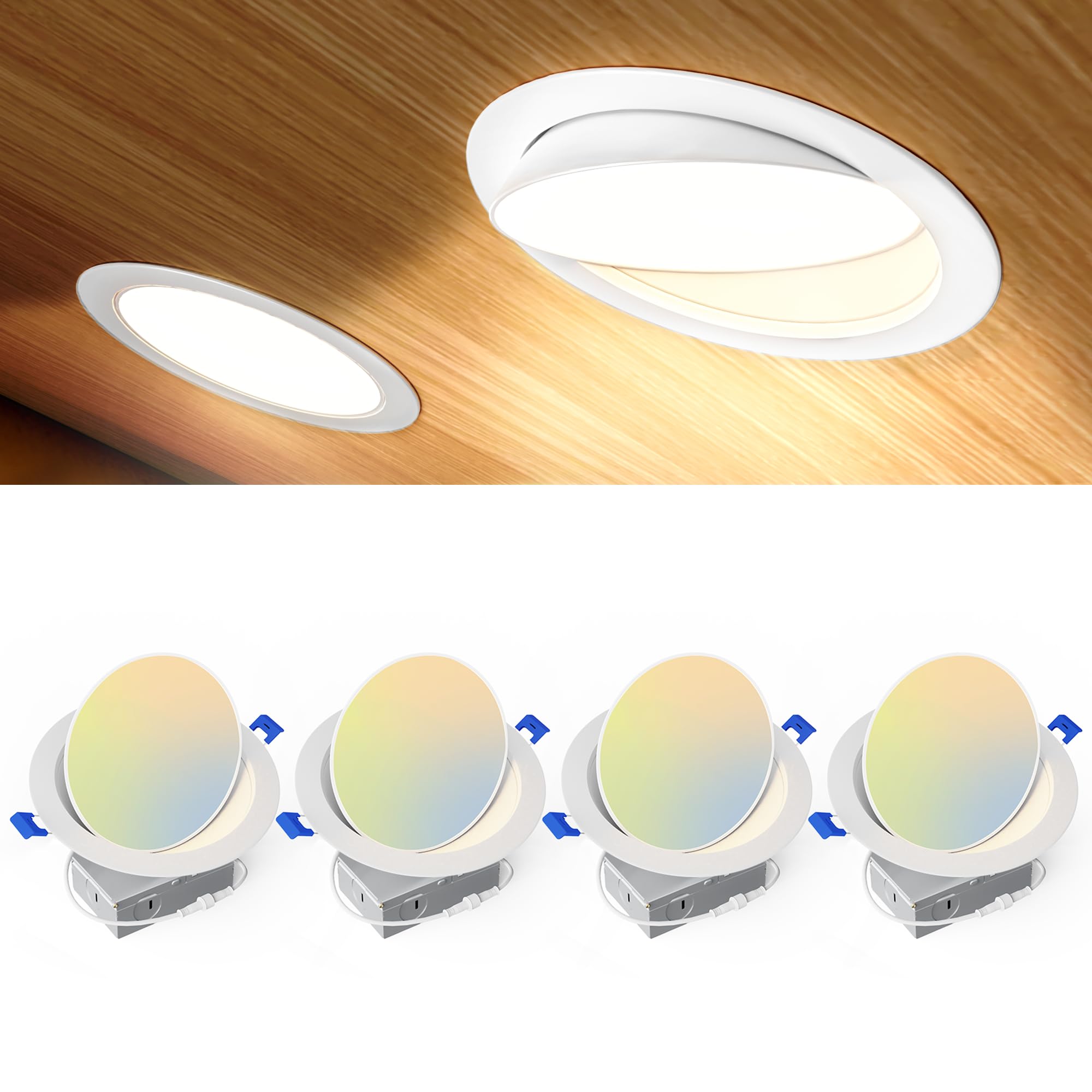 Ensenior 6-inch eyeball downlight demonstrates 360-degree rotation for targeted wall art lighting.