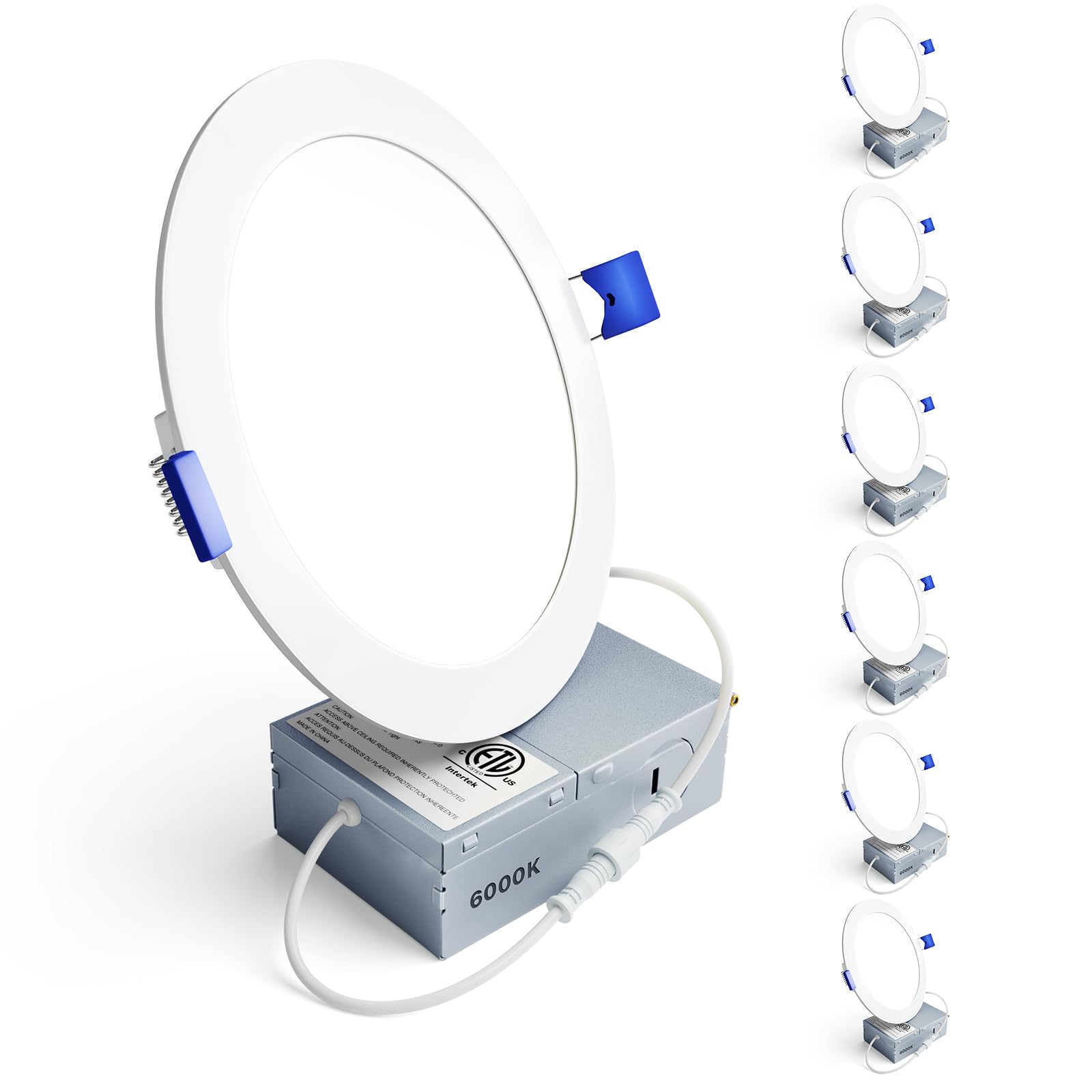 Ensenior 6 inch LED recessed light front view showing slim modern ceiling profile.