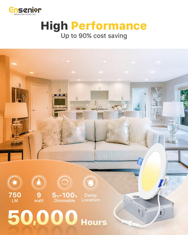 Ensenior 6-pack 4-inch LED recessed light installation in kitchen area