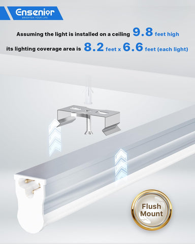 Ensenior 6-pack T5 LED shop light mounted under-cabinet for bright kitchen tasks.
