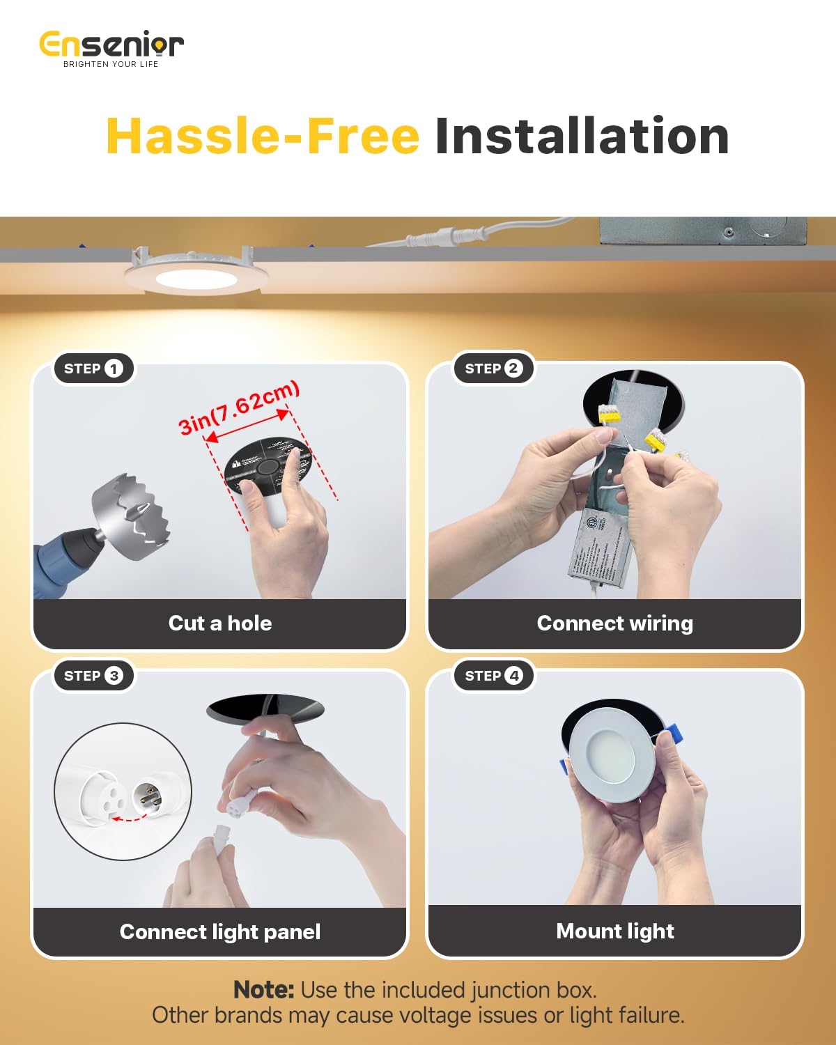 6W 500LM Ensenior recessed light delivering bright efficiency