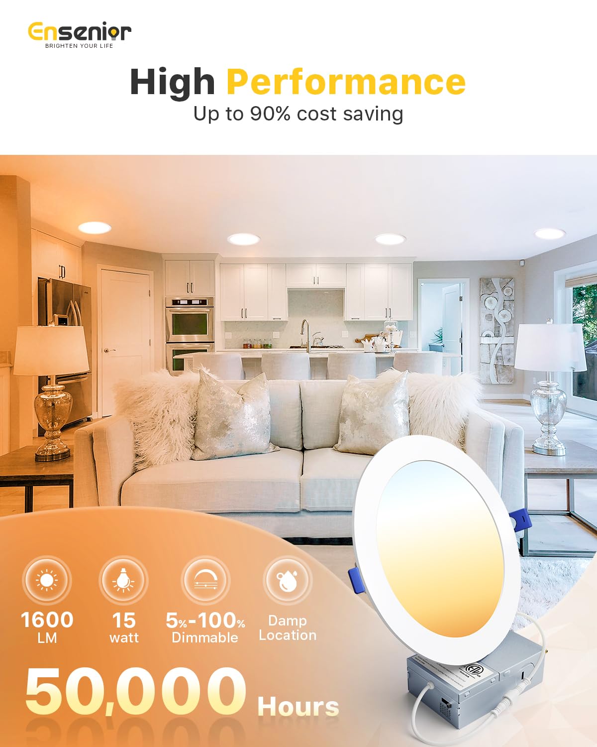 Ensenior canless downlight with side dimmer selection for precise ambience