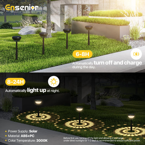 Ensenior holiday decor lights add subtle drama to landscaping.