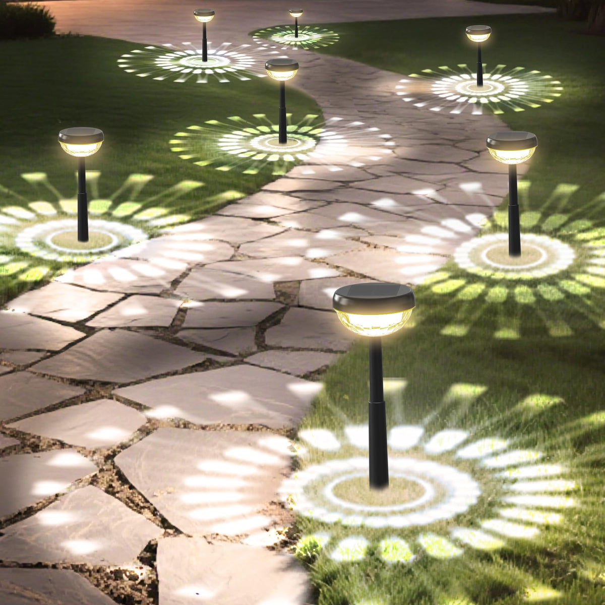 Ensenior 8-pack pathway lights provide warm 3000K illumination for safe nighttime navigation.