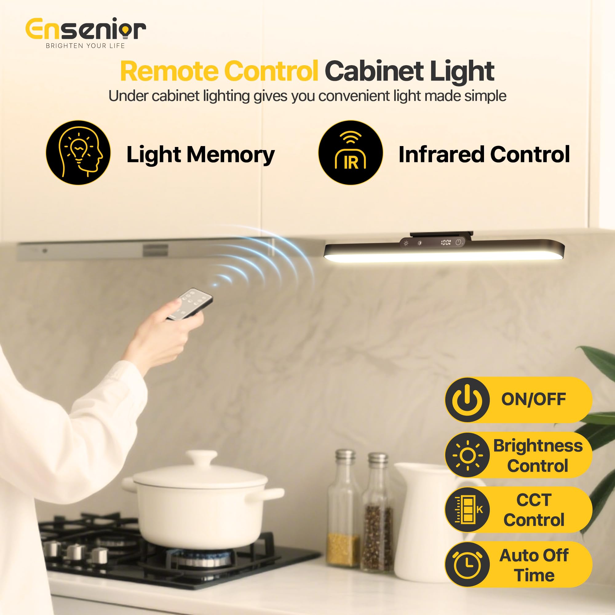 Ensenior 3M adhesive mount offers secure installation on clean surfaces.