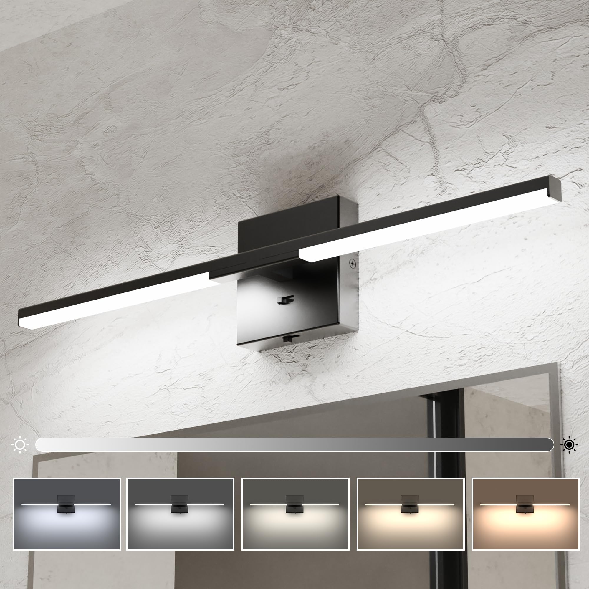 Ensenior 24-inch bathroom light with dimmer for customizable lighting.