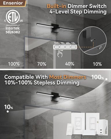 Ensenior 5CCT selectable bathroom light for versatile color temperatures.